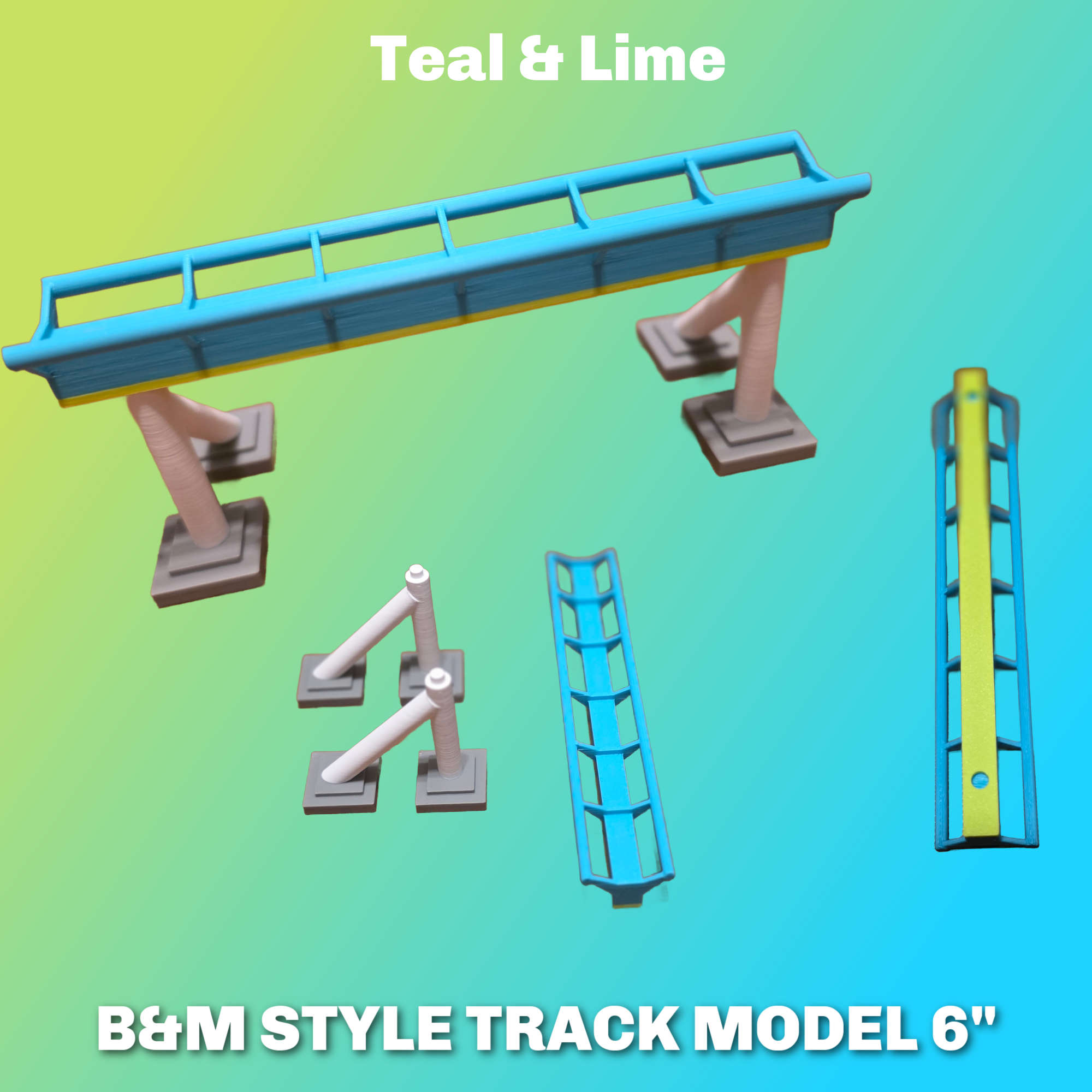 B&M Style Coaster Track Model with Supports 6"